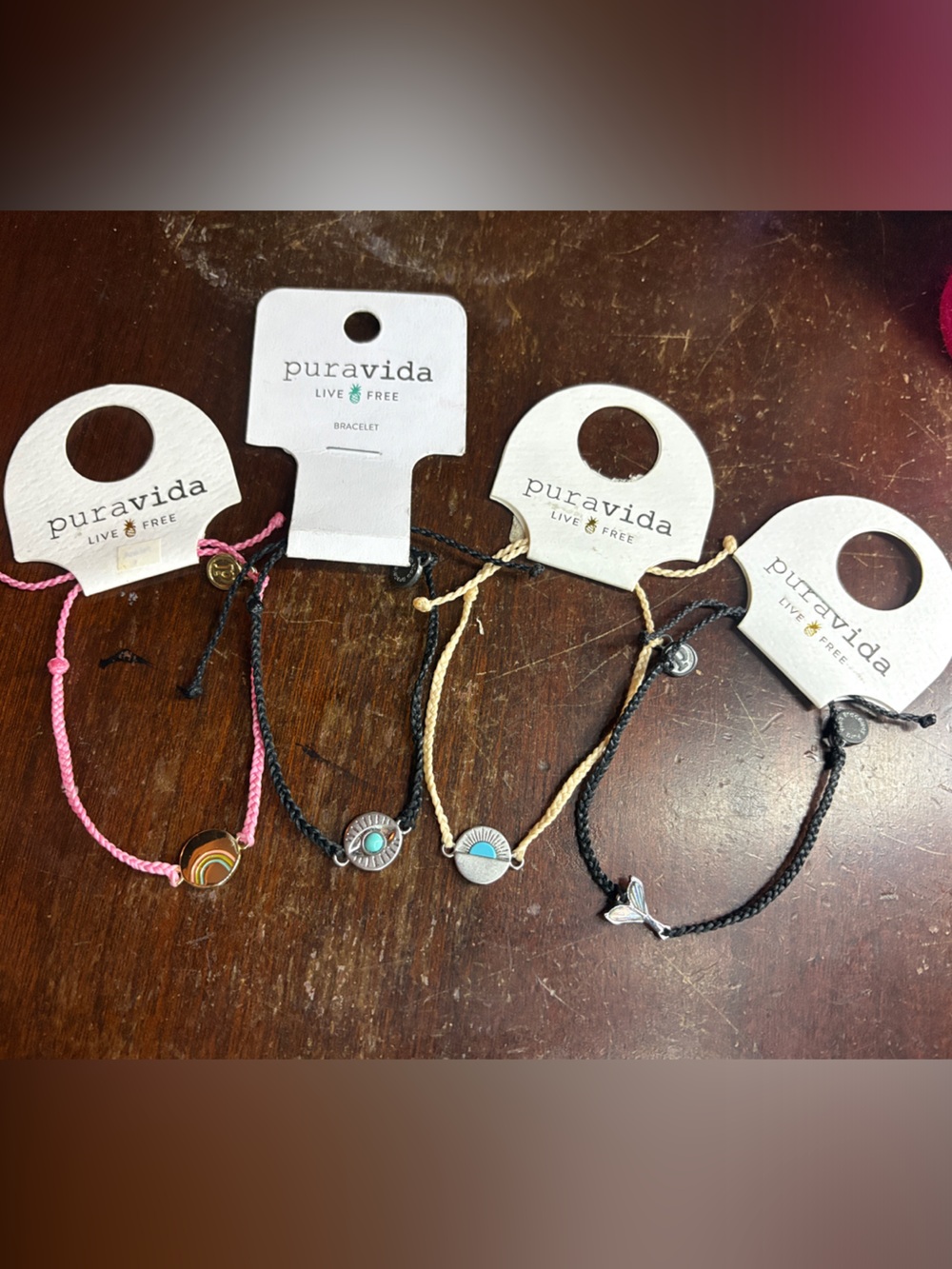 Lot of 4 Pura Vida Bracelets, New w. Tags Adjustable & Stackable,